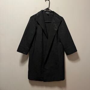 Eileen Fisher Cotton‎ Blend Ribbed Blazer in Shimmer Black Size Small